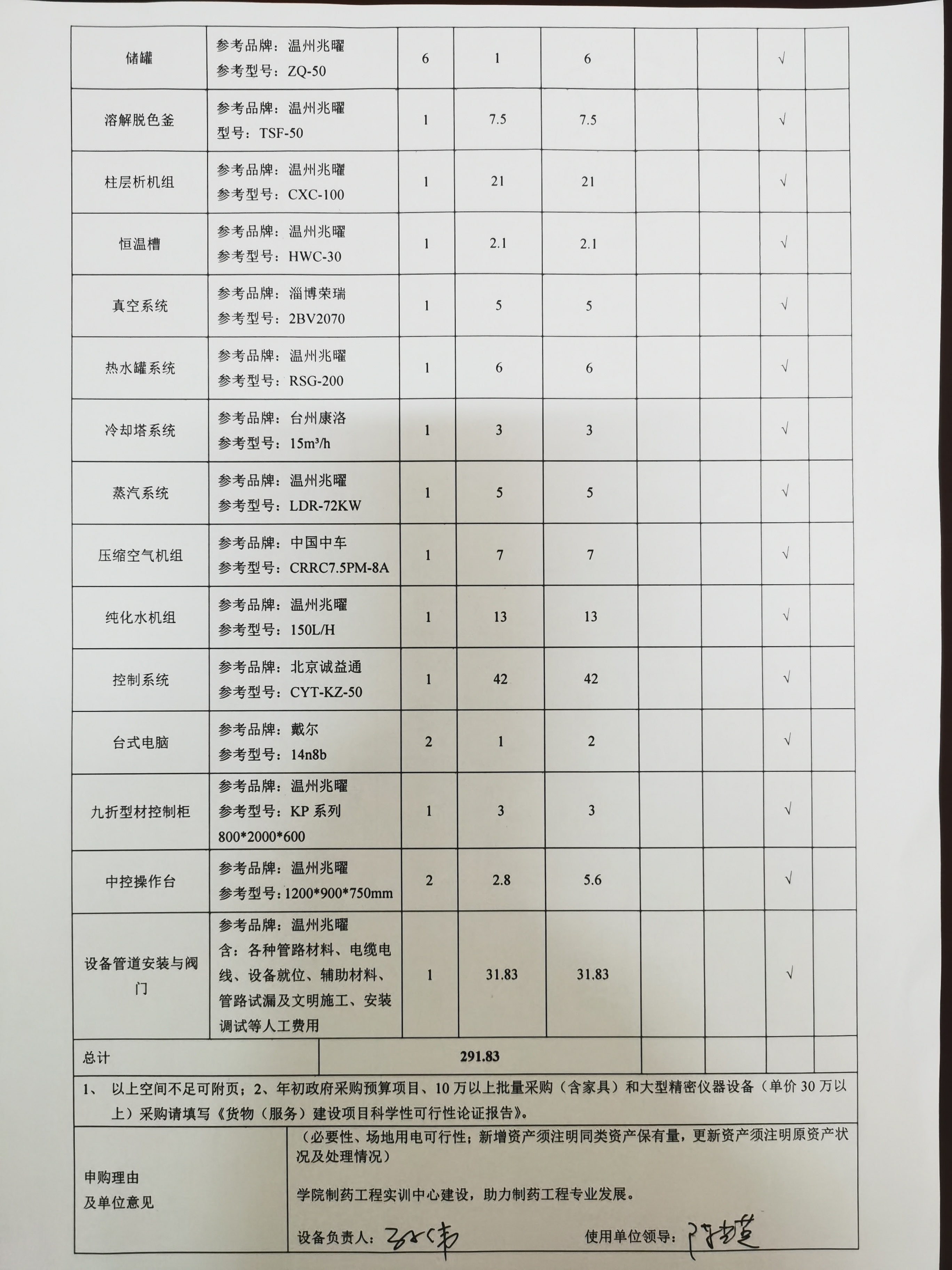 化学与化工学院设备采购公示